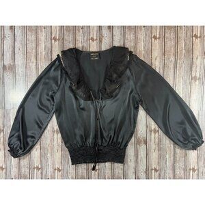 Vanita Rosa Atelier Paris St Barth 100% satin silk top blouse black made France